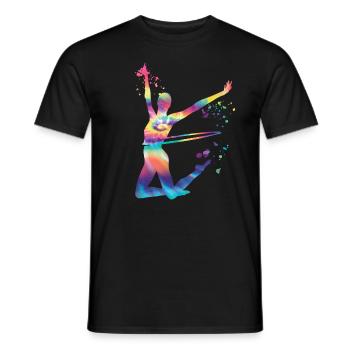Gymnaste avec gymnastique rythmique au cerceau - T-shirt homme - noir - Devant - AI Model Male 178 light (178cm)