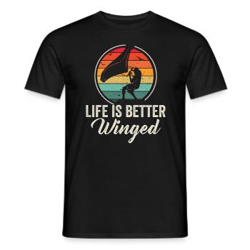 Life Is Better Winged Wing Foil Wings - Men's T-Shirt - black - Front - AI Model Male 178 light (178cm)