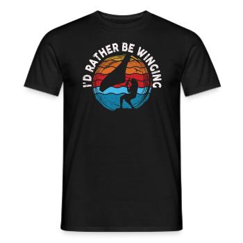I'd Rather Be Wing Wing Foil Wingsurfing - Men's T-Shirt - black - Front - AI Model Male 178 light (178cm)