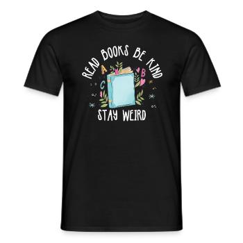 Reading books Be friendly Crazy Reading - Men's T-Shirt - black - Front - AI Model Male 178 light (178cm)