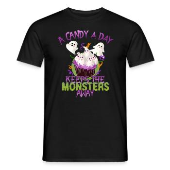 Eine Süßigkeit Pro Tag Monster Lustiges Halloween - Männer T-Shirt - Schwarz - Vorne - AI Model Male 178 light (178cm)