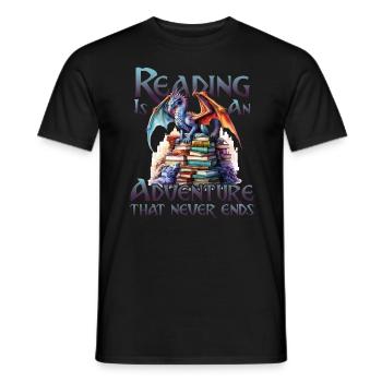 Lesen Ist Ein Abenteuer Bibliothek Lehrer - Männer T-Shirt - Schwarz - Vorne - AI Model Male 178 light (178cm)