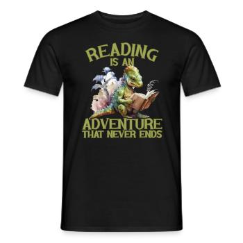 Reading Is An Adventure Library Teacher - Men's T-Shirt - black - Front - AI Model Male 178 light (178cm)