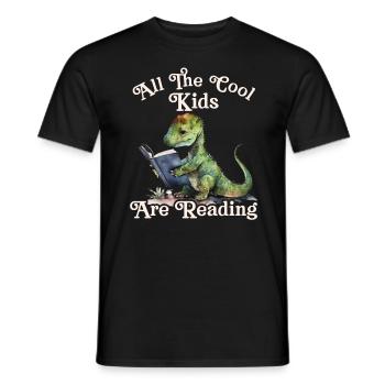 All the cool kids read DInosaurs - Men's T-Shirt - black - Front - AI Model Male 178 light (178cm)