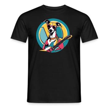 Cool Whippet Playing Electric Guitar - Men's T-Shirt - black - Front - AI Model Male 178 light (178cm)