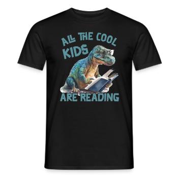 All the cool kids read DInosaurs - Men's T-Shirt - black - Front - AI Model Male 178 light (178cm)