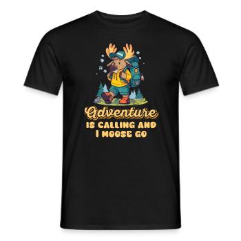 Adventure Is Calling Kids Cute Moose - Men's T-Shirt - black - Front - AI Model Male 178 light (178cm)
