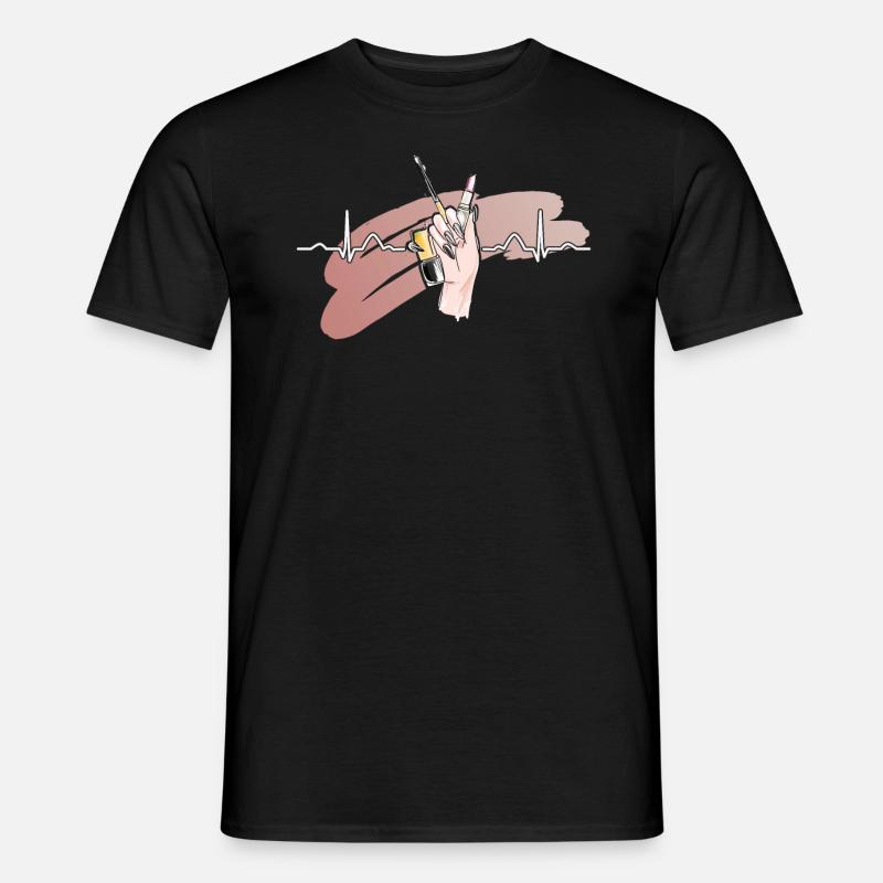 Heartbeat Naildesign Nagelstudio Tech - Männer T-Shirt - Schwarz