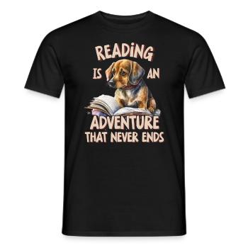 Lesen Ist Ein Abenteuer Bibliothek Lehrer - Männer T-Shirt - Schwarz - Vorne - AI Model Male 178 light (178cm)