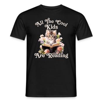 Alle Coolen Kids Lesen katze - Männer T-Shirt - Schwarz - Vorne - AI Model Male 178 light (178cm)