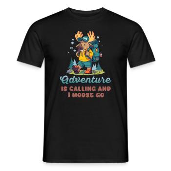 Adventure Is Calling Kids Cute Moose - Men's T-Shirt - black - Front - AI Model Male 178 light (178cm)