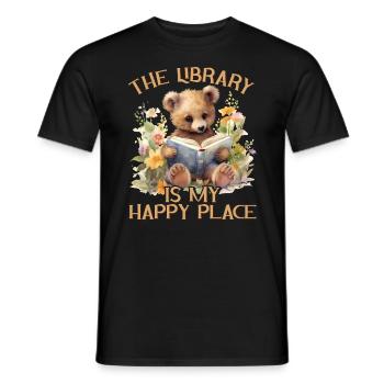 La bibliothèque est mon lieu de bonheur ours - T-shirt homme - noir - Devant - AI Model Male 178 light (178cm)