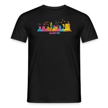 Austinites Aquarell Skyline Austin - Männer T-Shirt - Schwarz - Vorne - AI Model Male 178 light (178cm)