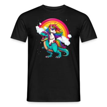 Licorne équitation dinosaure - T-shirt homme - noir - Devant - AI Model Male 178 light (178cm)