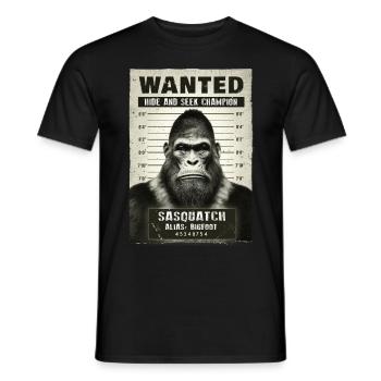 Bigfoot mugshot - Men's T-Shirt - black - Front - AI Model Male 178 light (178cm)