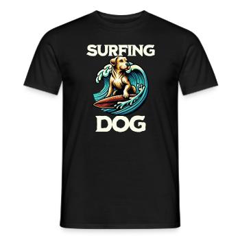 Surfing Dog - Men's T-Shirt - black - Front - AI Model Male 178 light (178cm)