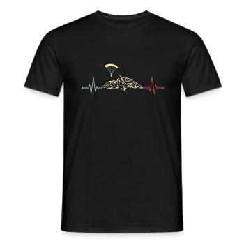 Fallschirmspringer Gleitschirm Herzschlag Retro - Männer T-Shirt - Schwarz - Vorne - AI Model Male 178 light (178cm)
