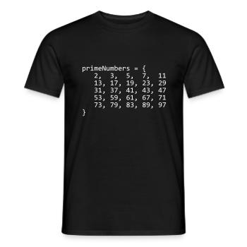 INT ARRAY OF PRIME NUMBERS LOWER THAN 100 - Männer T-Shirt - Schwarz - Vorne - AI Model Male 178 light (178cm)