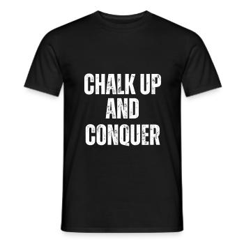 Boulderer Chalk Up and Conquer Bouldering - Men's T-Shirt - black - Front - AI Model Male 178 light (178cm)
