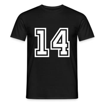 14 Zahl symbol - Männer T-Shirt - Schwarz - Vorne - AI Model Male 178 light (178cm)