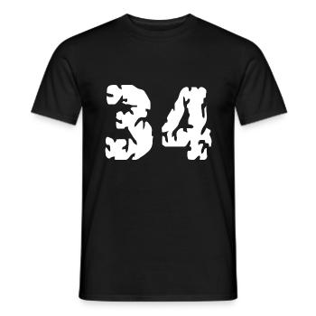 Maillot 34 Numéro - T-shirt homme - noir - Devant - AI Model Male 178 light (178cm)