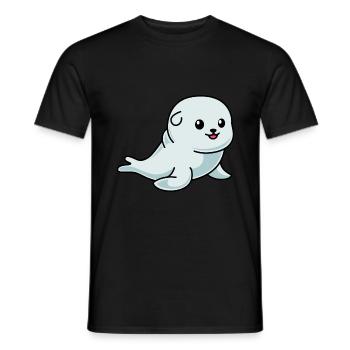 Robbe Tier Comic - Männer T-Shirt - Schwarz - Vorne - AI Model Male 178 light (178cm)