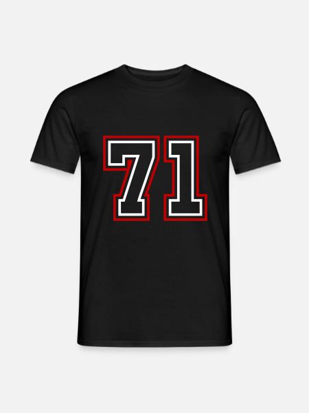 71 Zahl nummer - Männer T-Shirt - Schwarz