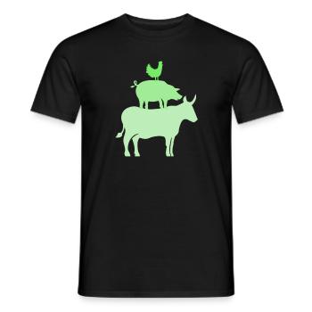 Animals cow bull pig chicken - Men's T-Shirt - black - Front - AI Model Male 178 light (178cm)