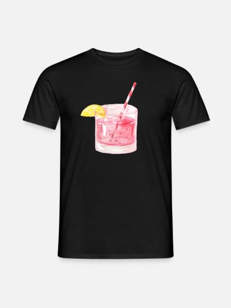 Gin Getränk Limonade Strohhalm - Männer T-Shirt - Schwarz
