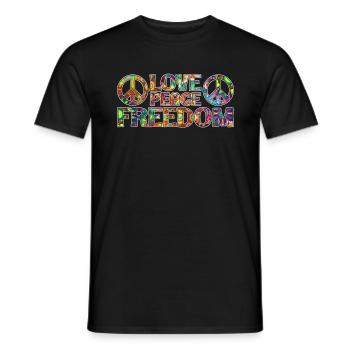 Love Peace and Freedom Gift Psychedelic - Men's T-Shirt - black - Front - AI Model Male 178 light (178cm)