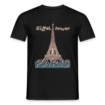 Eiffel Tower in Paris France Parisian souvenir - Men's T-Shirt - black - Front - AI Model Male 178 light (178cm)