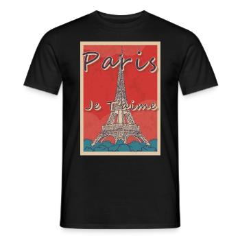 Tour Eiffel Paris Bike Love Flower de France - T-shirt homme - noir - Devant - AI Model Male 178 light (178cm)