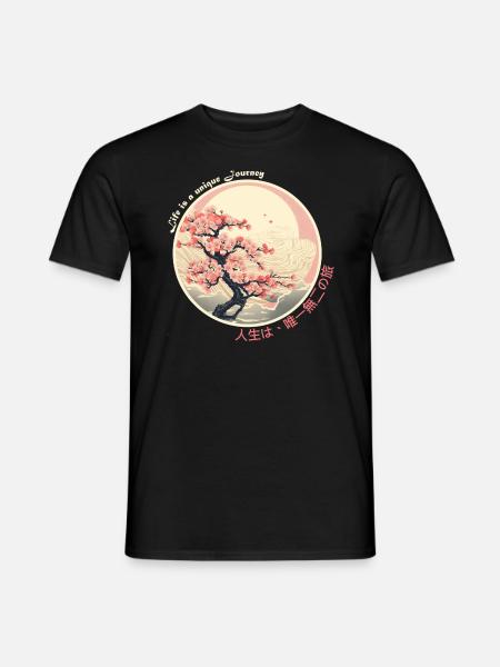 japanische Kirschblüte ukiyo e Stil - Männer T-Shirt - Schwarz