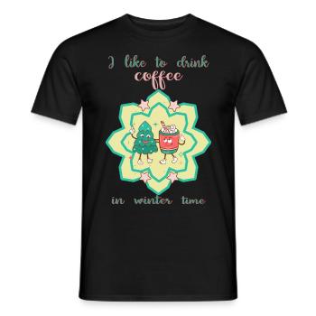 I like coffee in winter - Männer T-Shirt - Schwarz - Vorne - AI Model Male 178 light (178cm)