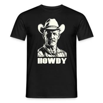 Cowboy Western Équitation Howdy - T-shirt homme - noir - Devant - AI Model Male 178 light (178cm)