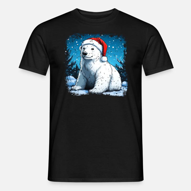 Weihnachtsmann Eisbär - Männer T-Shirt - Schwarz