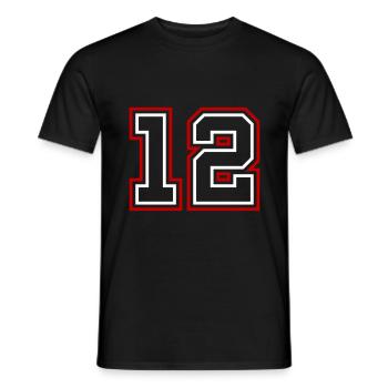 12 Number number - Men's T-Shirt - black - Front - AI Model Male 178 light (178cm)