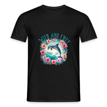 Wild an Free - Männer T-Shirt - Schwarz - Vorne - AI Model Male 178 light (178cm)