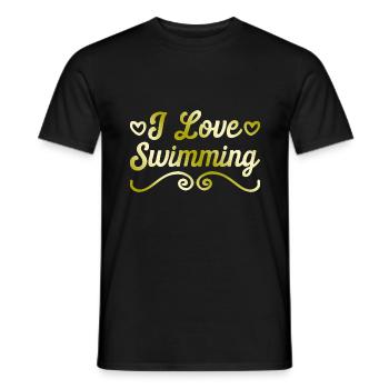Ich liebe Schwimmen - Männer T-Shirt - Schwarz - Vorne - AI Model Male 178 light (178cm)