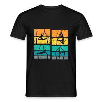 Retro Aerial Yoga Luftakrobatin - Männer T-Shirt - Schwarz - Vorne - AI Model Male 178 light (178cm)
