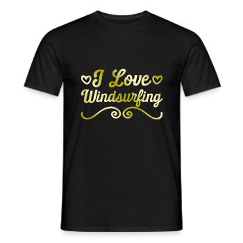 I love windsurfing - Men's T-Shirt - black - Front - AI Model Male 178 light (178cm)