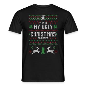 This my Ugly Christmas Sweater Christmas reindeer - Men's T-Shirt - black - Front - AI Model Male 178 light (178cm)