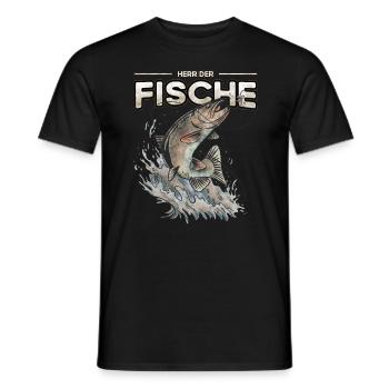 Herr der Fische - Angeln und Fischen - Männer T-Shirt - Schwarz - Vorne - AI Model Male 178 light (178cm)
