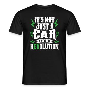 E-car Electric Funny Car Saying rEVolution EV - Männer T-Shirt - Schwarz - Vorne - AI Model Male 178 light (178cm)