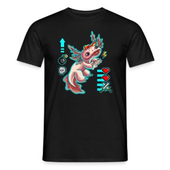 Gamesolotl Axolotl Gamer Molche Gamerin Gaming - Männer T-Shirt - Schwarz - Vorne - AI Model Male 178 light (178cm)