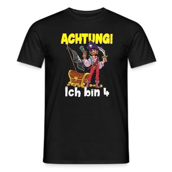 Geburtstagsshirt 4 Jahre Junge Pirat Totenkopf Pir - Männer T-Shirt - Schwarz - Vorne - AI Model Male 178 light (178cm)