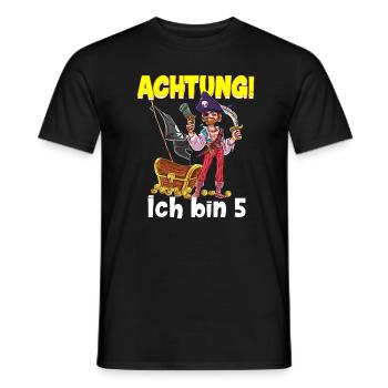 Geburtstagsshirt 5 Jahre Junge Pirat Totenkopf Pir - Männer T-Shirt - Schwarz - Vorne - AI Model Male 178 light (178cm)
