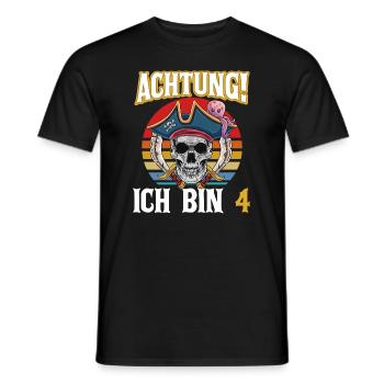 Geburtstagsshirt 4 Jahre Junge Pirat Totenkopf Pir - Männer T-Shirt - Schwarz - Vorne - AI Model Male 178 light (178cm)