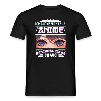Ich Gucke Nicht Nur Anime Manchmal Zocke Ich Auch - Männer T-Shirt - Schwarz - Vorne - AI Model Male 178 light (178cm)
