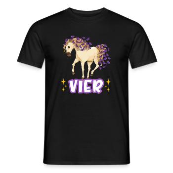 4. Geburtstag Pferde Mädchen Geburtstagsshirt 4 Ja - Männer T-Shirt - Schwarz - Vorne - AI Model Male 178 light (178cm)